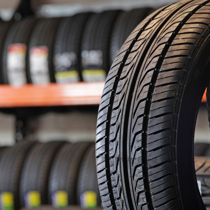 A new tyre in a garage
