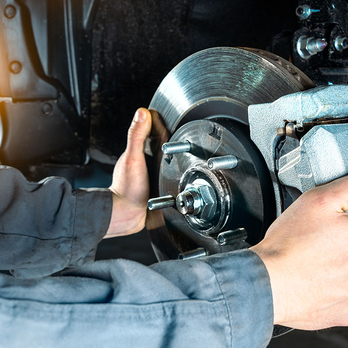 Checking the brake discs of a modern car. Vehicle braking system