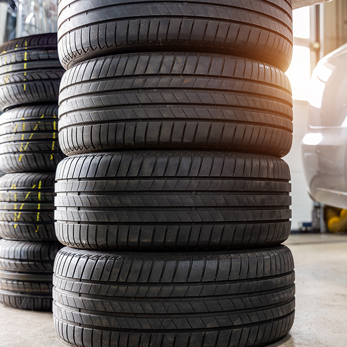 Seasonal winter tyre change at workshop