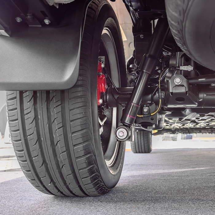 SUV car suspension and rear drive shaft