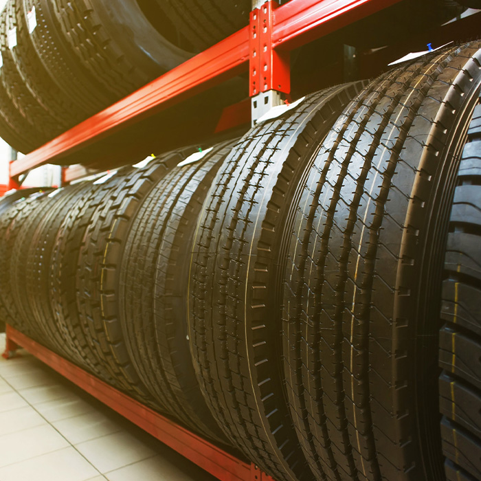 Car tires on warehouse